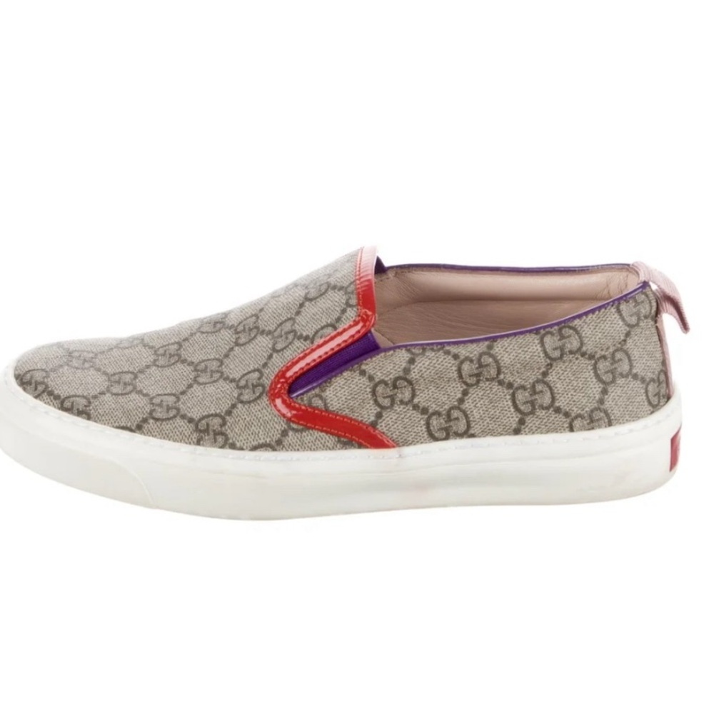 $495 Gucci Supreme Multicolor Canvas Slip-on Sneakers Size 37.5